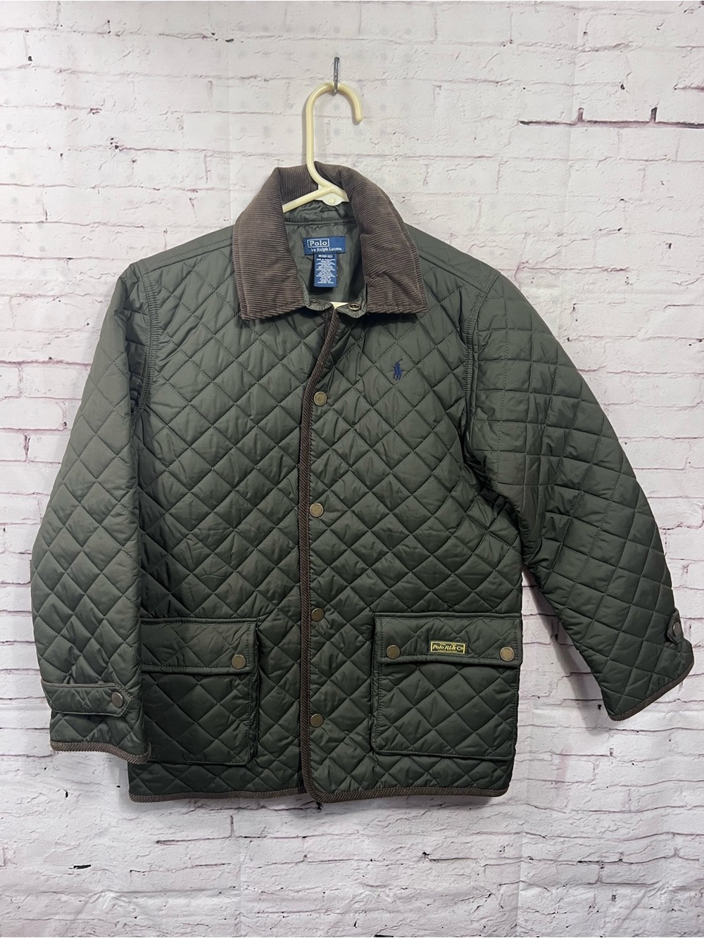Polo Ralph Lauren Women Medium 10-12 Quilted Barn Jacket Olive Green Corduroy